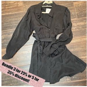NWT ZARA Long Sleeve Button Up Shirt Wrap Dress S